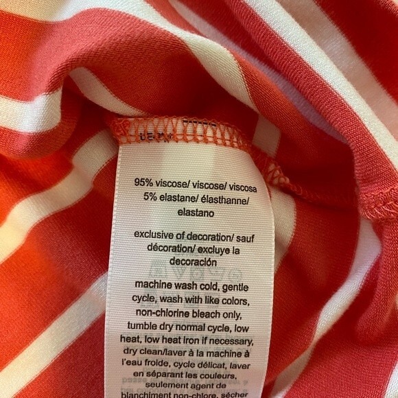 TOMMY HILFIGER ladies top coral cream stripe unique neck detail SP - Picture 9 of 9